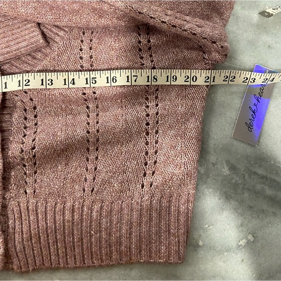 NWT Derek Heart Size M Oversized Cropped V Neck Pointelle Cardigan Lilac Purple - Picture 10 of 12